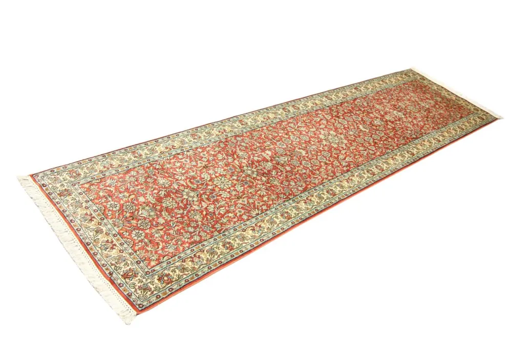 Løper Silketeppe - Kashmir silke - 292 x 78 cm - oransje