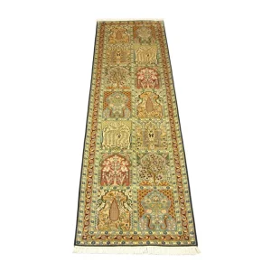 Løper Silketeppe - Kashmir silke - 298 x 82 cm - flerfarget