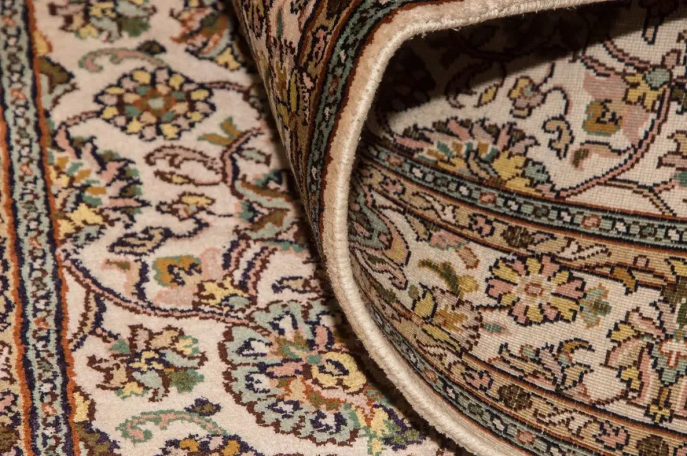 Løper Silketeppe - Kashmir silke - 300 x 79 cm - beige