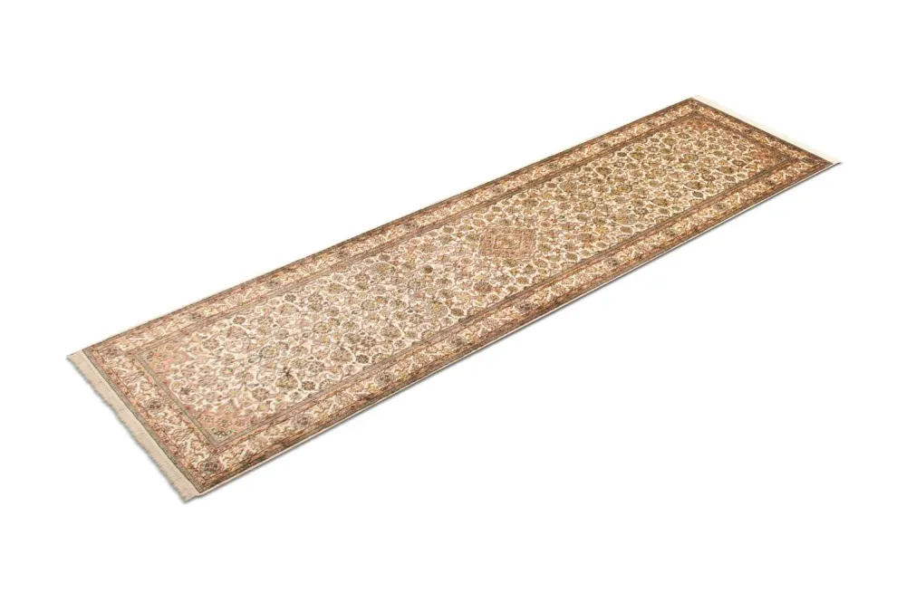Løper Silketeppe - Kashmir silke - 300 x 79 cm - beige