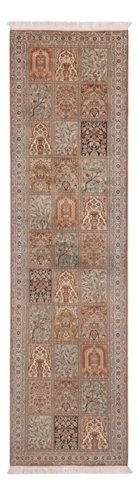 Løper Silketeppe - Kashmir silke - 301 x 77 cm - mørk beige