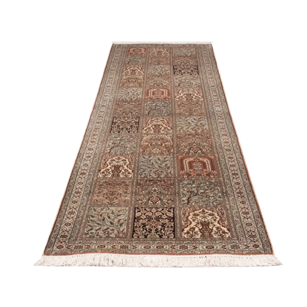 Løper Silketeppe - Kashmir silke - 301 x 77 cm - mørk beige