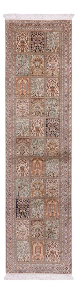 Løper Silketeppe - Kashmir silke - 304 x 79 cm - mørk beige