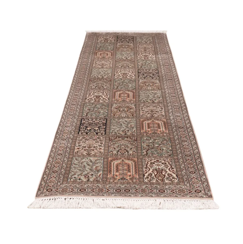 Løper Silketeppe - Kashmir silke - 304 x 79 cm - mørk beige