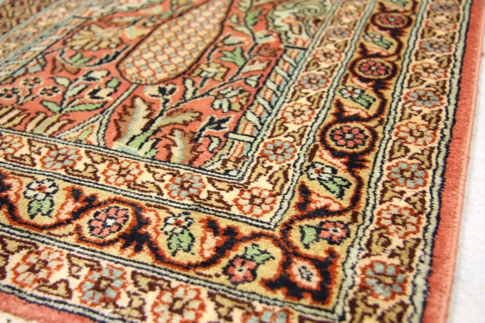 Løper Silketeppe - Kashmir silke - 305 x 79 cm - brun