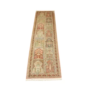 Løper Silketeppe - Kashmir silke - 305 x 79 cm - brun