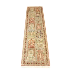 Løper Silketeppe - Kashmir silke - 307 x 78 cm - flerfarget