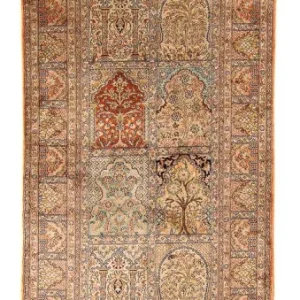 Løper Silketeppe - Kashmir silke - 310 x 94 cm - flerfarget