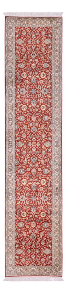 Løper Silketeppe - Kashmir silke - 363 x 79 cm - rød