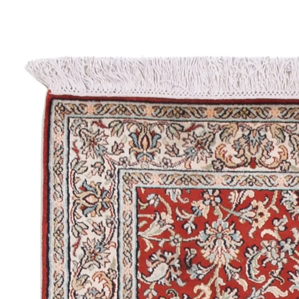 Løper Silketeppe - Kashmir silke - 363 x 79 cm - rød