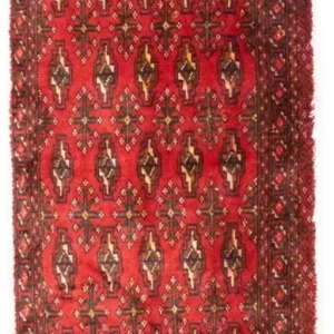 Løper Turkaman teppe - 100 x 50 cm - rød