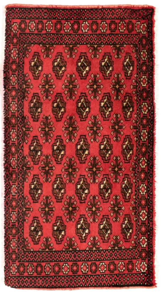 Løper Turkaman teppe - 100 x 50 cm - rød