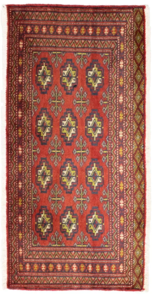 Løper Turkaman teppe - 100 x 50 cm - rød