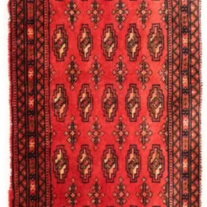 Løper Turkaman teppe - 100 x 50 cm - rød