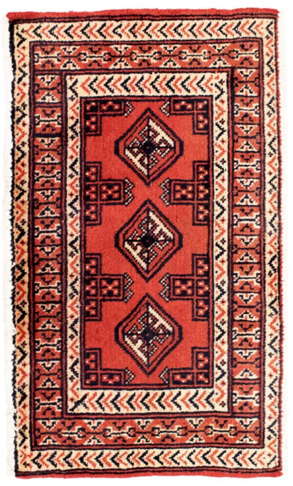 Løper Turkaman teppe - 100 x 50 cm - rød