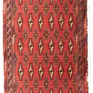 Løper Turkaman teppe - 100 x 50 cm - rød