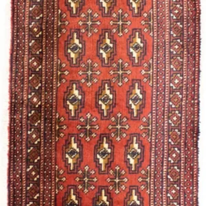 Løper Turkaman teppe - 100 x 50 cm - rød
