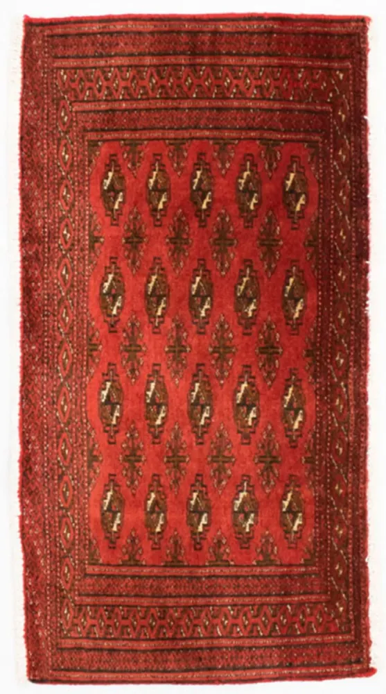 Løper Turkaman teppe - 100 x 50 cm - rød