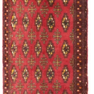 Løper Turkaman teppe - 100 x 50 cm - rød