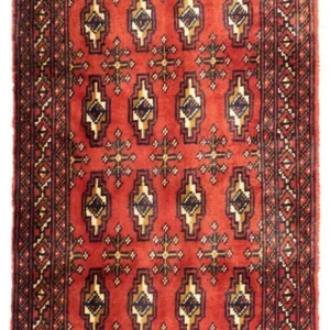 Løper Turkaman teppe - 100 x 50 cm - rød