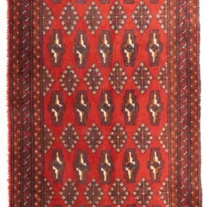 Løper Turkaman teppe - 100 x 50 cm - rød
