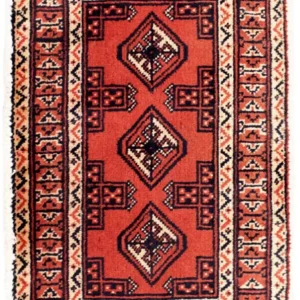 Løper Turkaman teppe - 100 x 50 cm - rød