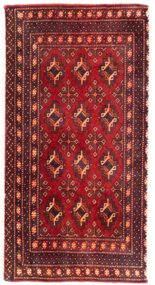 Løper Turkaman teppe - 100 x 50 cm - rød