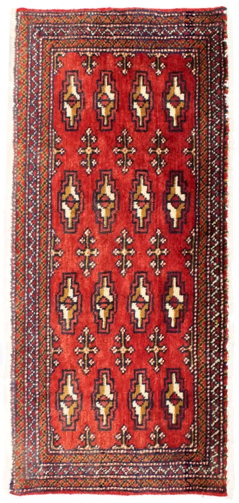 Løper Turkaman teppe - 100 x 50 cm - rød