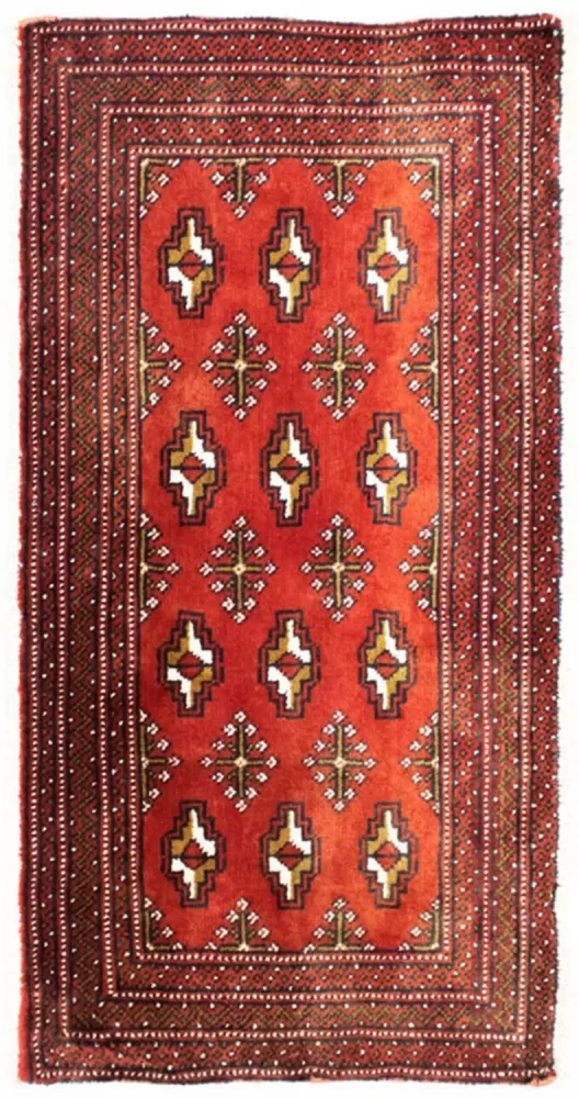Løper Turkaman teppe - 100 x 50 cm - rød