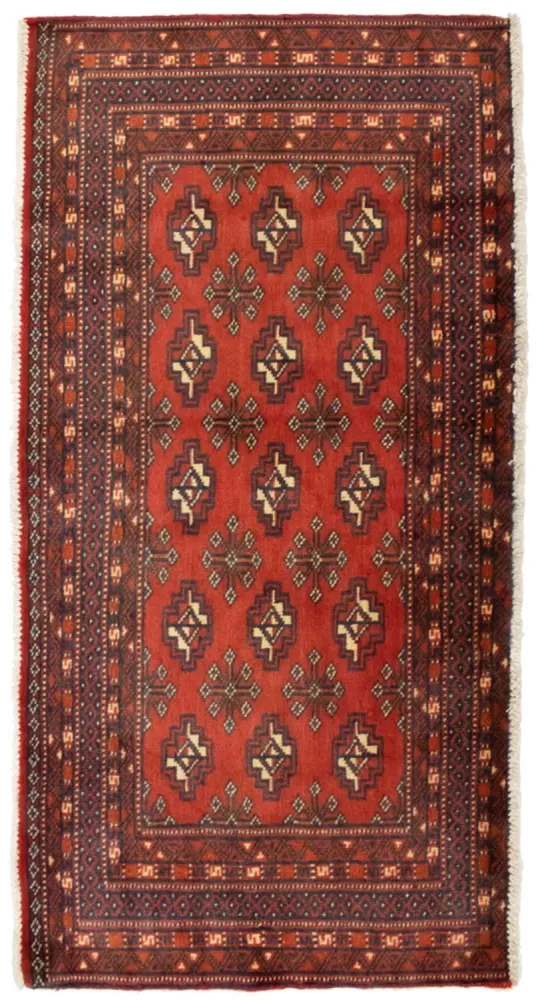 Løper Turkaman teppe - 100 x 50 cm - rød