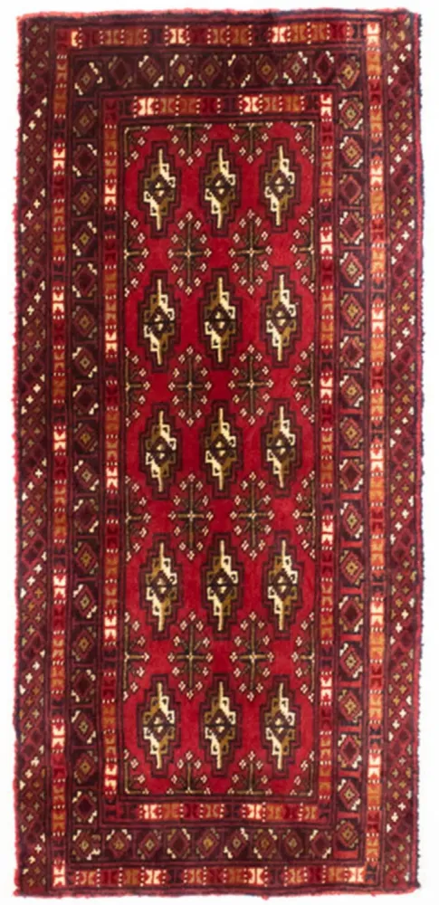 Løper Turkaman teppe - 100 x 50 cm - rød