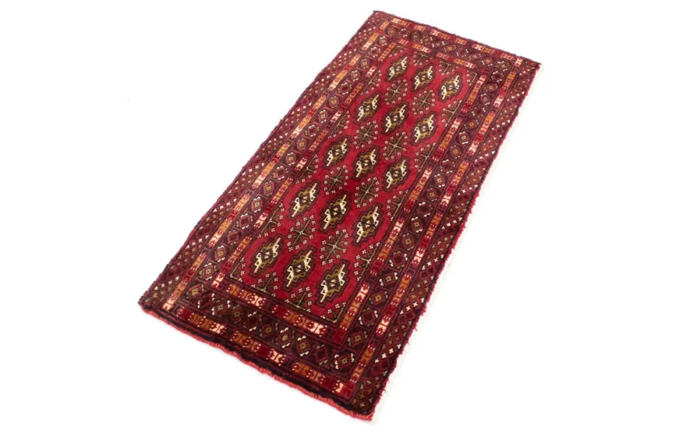 Løper Turkaman teppe - 100 x 50 cm - rød
