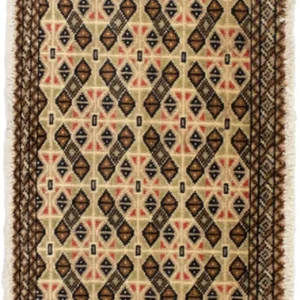 Løper Turkaman teppe - 100 x 50 cm - beige