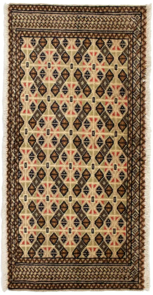 Løper Turkaman teppe - 100 x 50 cm - beige