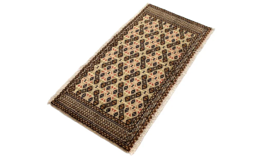Løper Turkaman teppe - 100 x 50 cm - beige