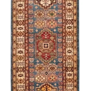 Løper Ziegler Teppe - Kazak - 212 x 79 cm - blå