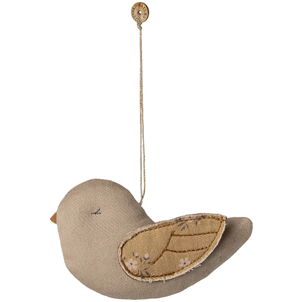 Maileg Stoff Ornament, Fugl - Marmor - Latte