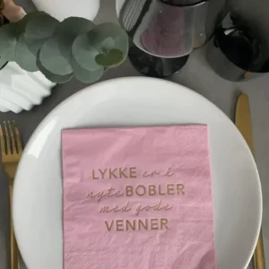 Norway Design Studio - Servietter - "Lykken er å nyte bobler med gode venner "