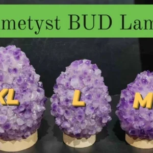 Nyhet 2024 / Unik, hÅndlaget RÅ Ametyst BUD Crystal Lamp m/trebase og usb, ca. 17x10cm, XLarge Size