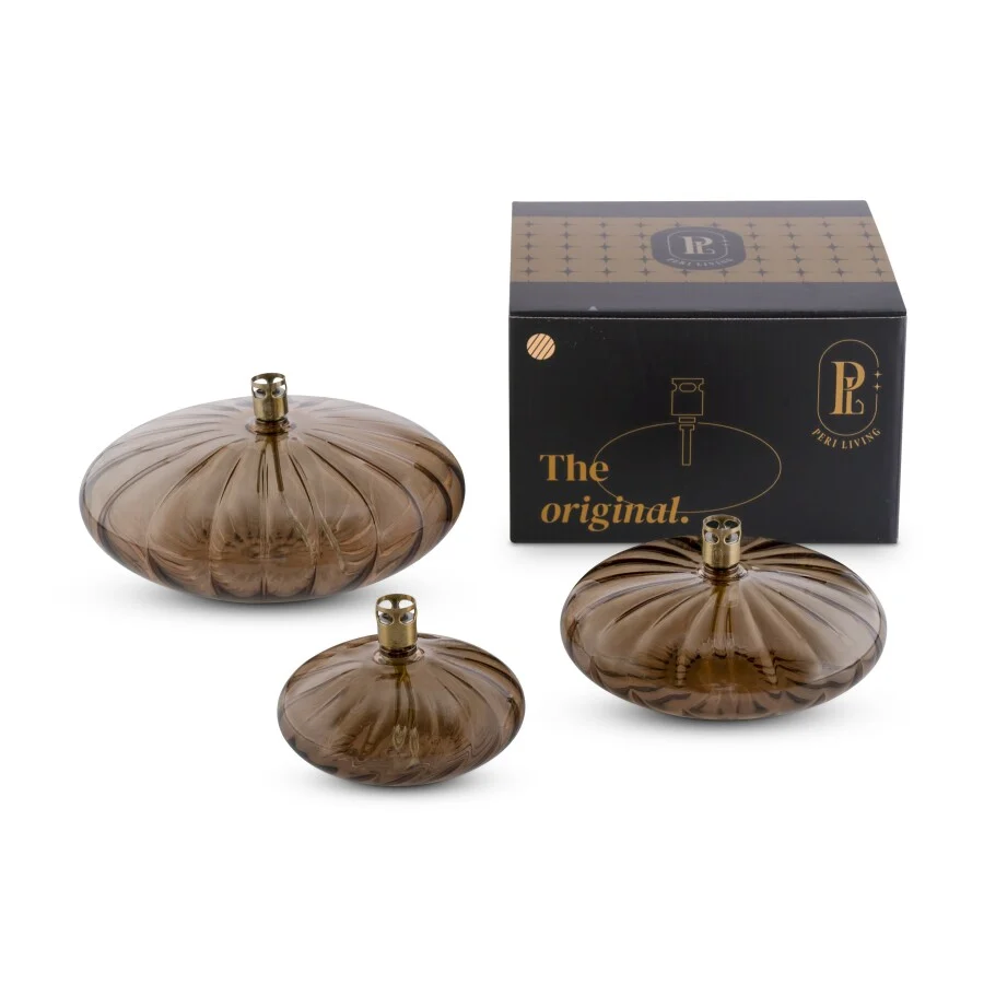 Oljelampe flat elegant, champagne messing L -