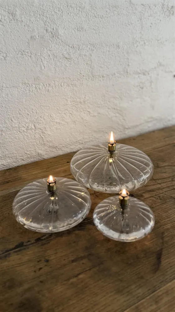 Oljelampe flat, elegant, messing S