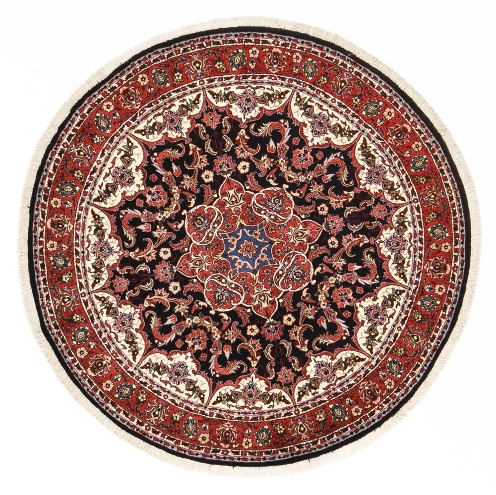 Persisk teppe - Bijar rundt - 155 x 155 cm - mørk rød