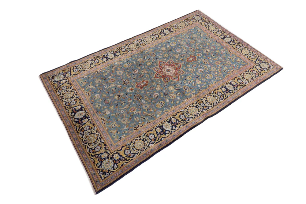 Persisk teppe - Keshan - 205 x 135 cm - lyseblå