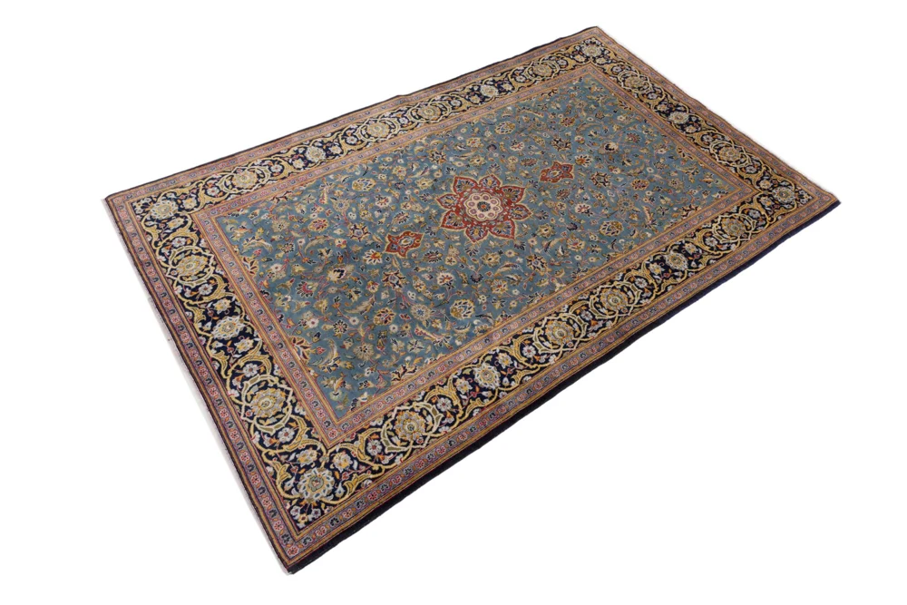 Persisk teppe - Keshan - 205 x 135 cm - lyseblå