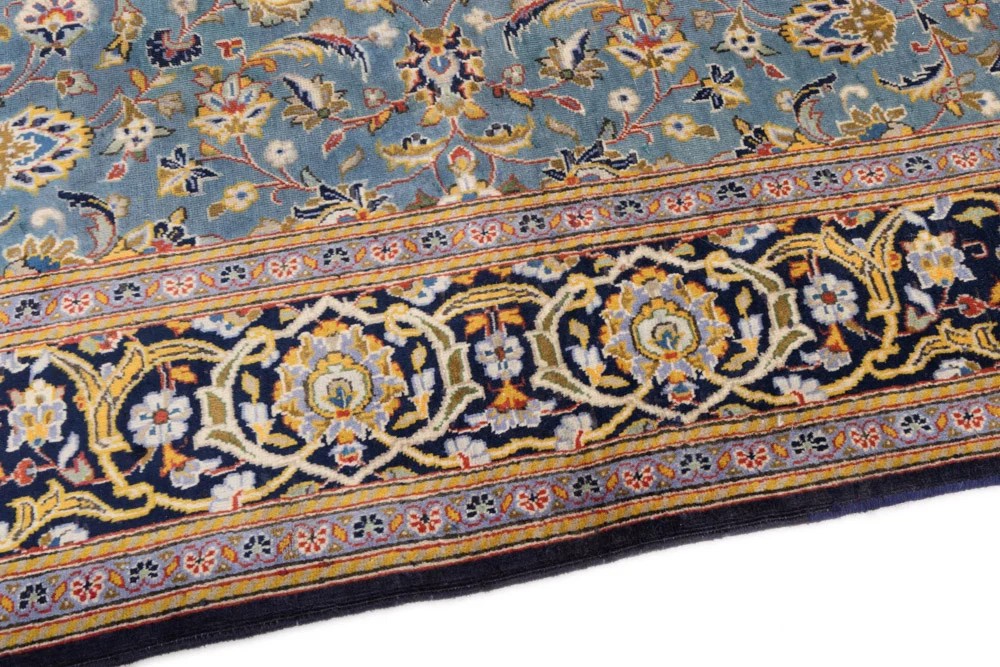 Persisk teppe - Keshan - 205 x 135 cm - lyseblå