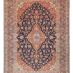 Persisk teppe - Keshan - 321 x 221 cm - mørkeblå
