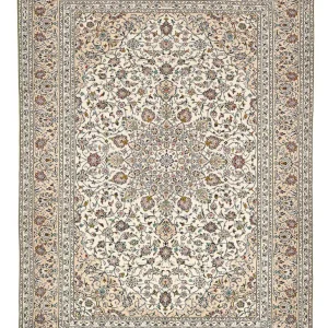 Persisk teppe - Keshan - 340 x 245 cm - lys beige