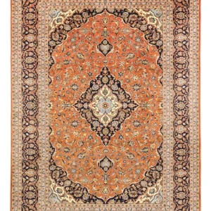 Persisk teppe - Keshan - 347 x 251 cm - lys rød