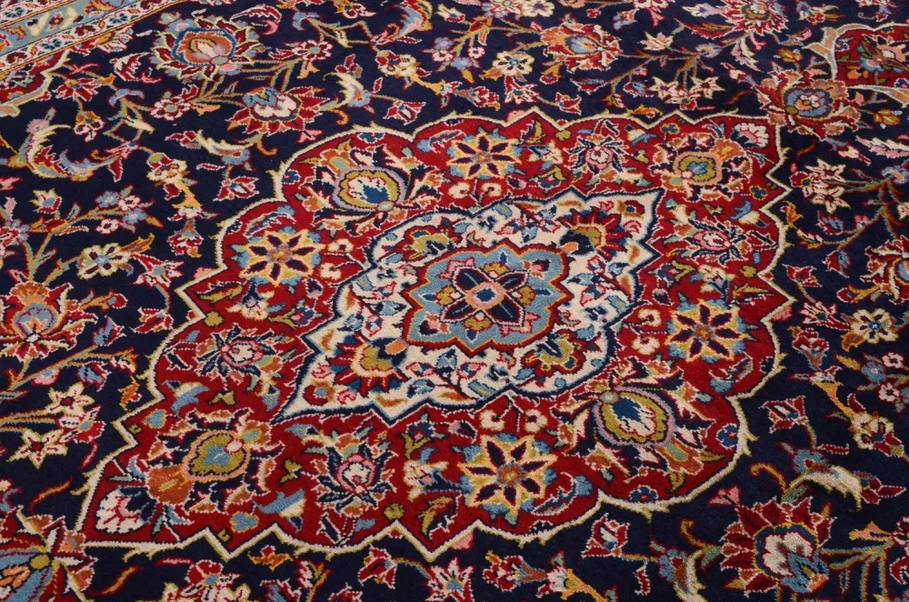Persisk teppe - Keshan - 368 x 246 cm - blå