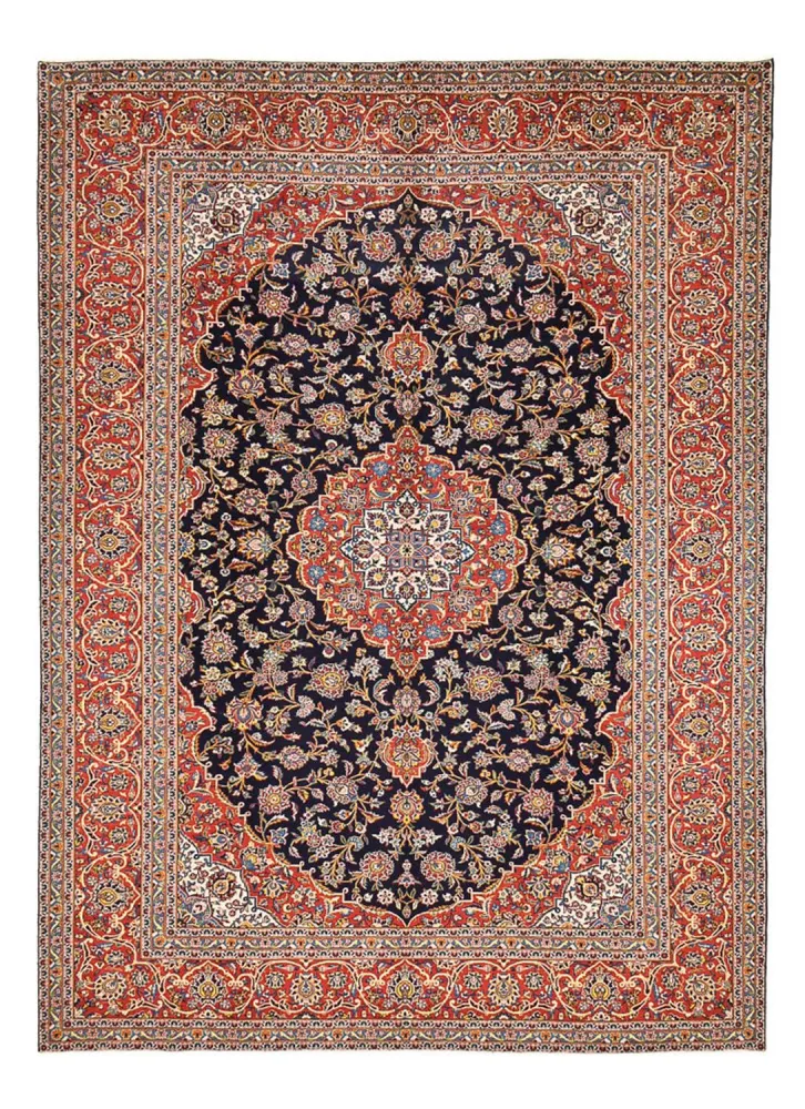 Persisk teppe - Keshan - 398 x 295 cm - mørkeblå